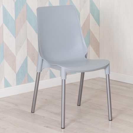 Стул GENIUS (mod 75) металл и пластик, 46x56x84cм, серый, ножки хром