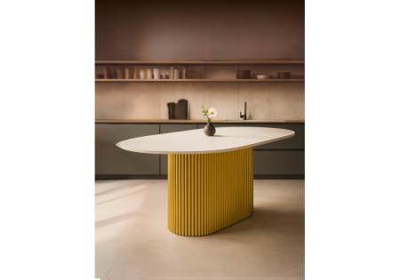 Стол деревянный Барон О 200 х 90 белая пленка шагрень, золотые ноги