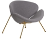 Кресло дизайнерское EMILY, серая ткань, золотое основание