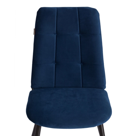 Стул обеденный Asti синий, велюр и металл, мягкое сиденье, без подлокотников