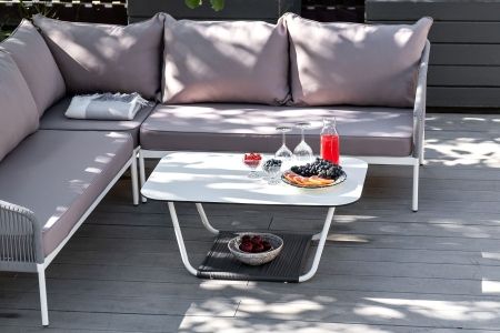 Лаунж-зона "Канны" модульная угловая из роупа (веревки), цвет светло-серый