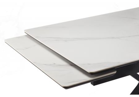 Керамический стол Старлайт 140(200)х80 snow alpin white, черный