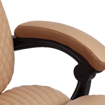 Кресло CHIEF экокожа и ткань бежевый и бронза