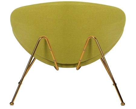 Кресло дизайнерское EMILY, светло-зеленая ткань, золотое основание