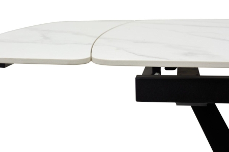 Стол ALATRI 120 MATT WHITE MARBLE SINTERED STONE, BLACK