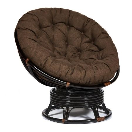 Кресло-качалка "PAPASAN" w 23/01 B / с подушкой /Antique brown (античный черно-коричневый), ткань Коричневый, 3М7-147