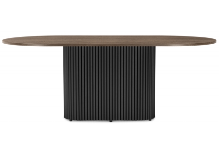 Стол деревянный Барон О 180 х 90 дуб кантри пленка, черные ноги