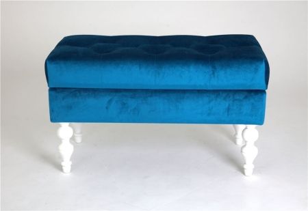 Банкетка Виктория королевски-синяя с белыми ножками