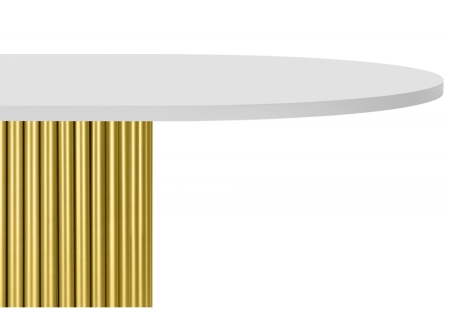 Стол деревянный Барон О 180 х 90 белая пленка шагрень, золотые ноги