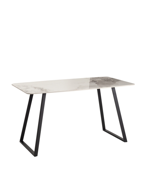 Стол обеденный Vermont 140*80 см керамика светлая ножки черные