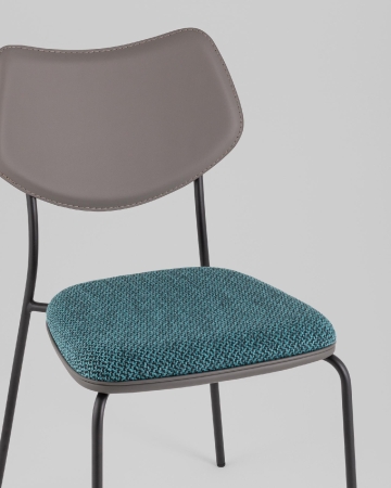 Стул обеденный Casey темно-бирюзовый с серой экокожей