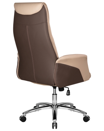 Офисное кресло LEONARD бежевый и коричневый, экокожа и металл, мягкое сиденье, с подлокотниками