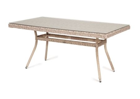 Плетеный стол "Латте" из искусственного ротанга 160х90см, цвет бежевый