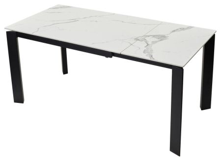 Стол CORNER 120 GLOSS STATUARIO WHITE SINTERED STONE, BLACK