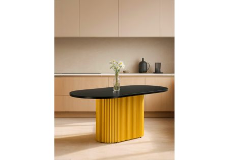 Стол деревянный Барон О 200 х 90 черная пленка шагрень, золотые ноги