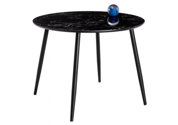 Стол Кловис вставка стекло черный мрамор, черный