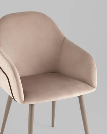 Стул Новел New велюр серо-коричневый, ножки бежево-серые