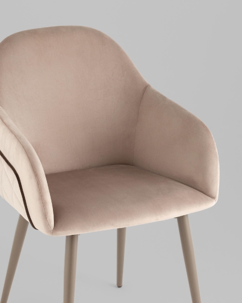 Стул Новел New велюр серо-коричневый, ножки бежево-серые