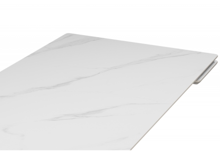Керамический стол Вилли 140(200)х80 белый мрамор snow white, серый