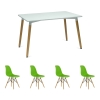 Стол Dix белый + 4 стула EAMES style салатовые