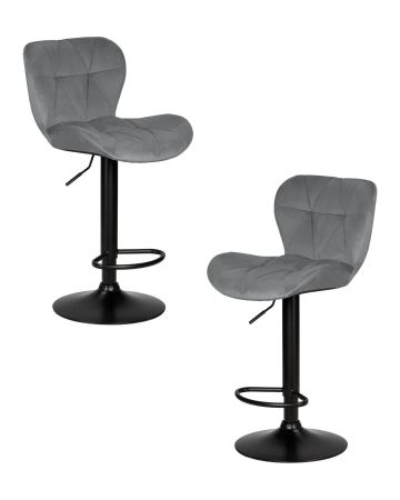 Набор 2 шт Стул барный BARNY BLACK, серый велюр (MJ9-75)