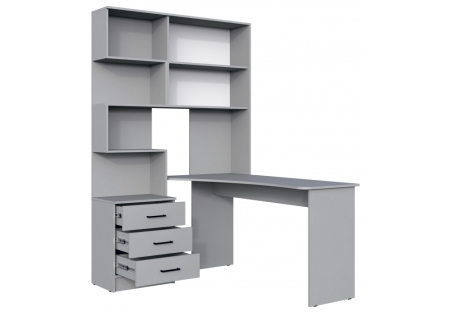 Компьютерный стол Эльброни правый шиншилла серая