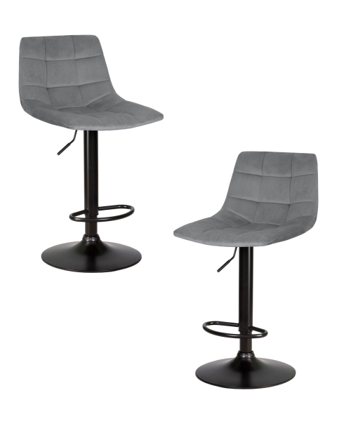 Набор 2 шт Стул барный TAILOR BLACK, серый велюр (MJ9-75)