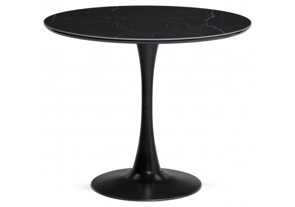 Керамический стол Тулип 90х74 черный мрамор, черный