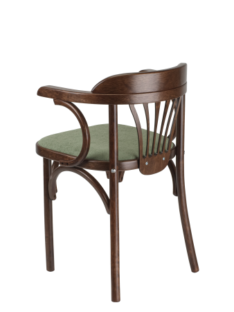 Стул Венский темный тон, букле зеленый MOSS 615, дуги назад