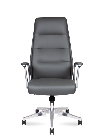 Кресло офисное Nancy серый, экокожа и металл, мягкое сиденье, с подлокотниками