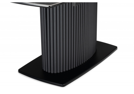 Керамический стол Фестер 160 (205) х 90 серый мрамор, пленка черная, ноги черные