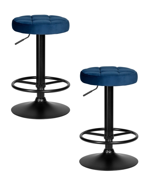 Набор 2 шт Табурет барный BRUNO BLACK, синий велюр (MJ9-117)
