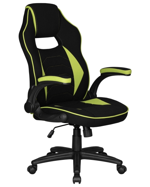 Кресло игровое RICK черно-зеленая ткань