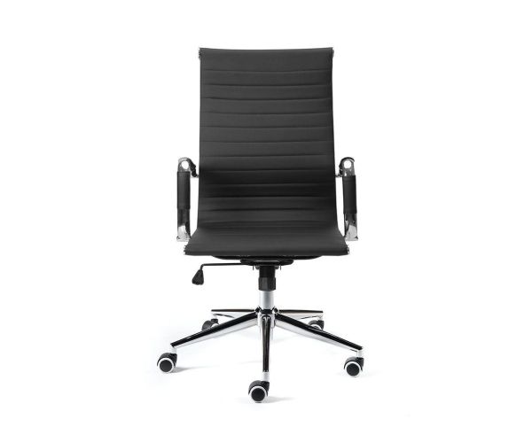 Кресло офисное Техно хром черная экокожа Кресло офисное Техно хром черная экокожа