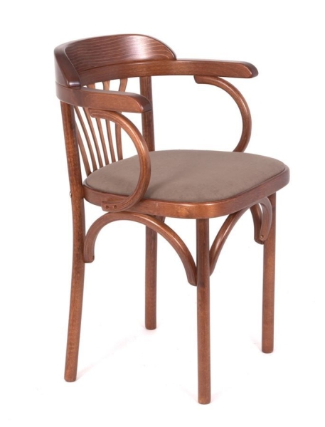 Деревянный стул Венский средний тон с мягким сиденьем из ткани RS 08