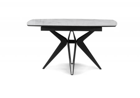 Стол стеклянный Риполь 140(180)х80 статуарио, черный