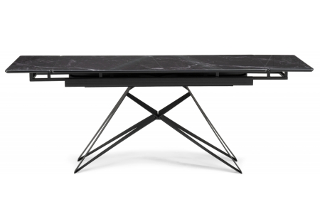 Стол стеклянный Блэкберн 140(200)х80 черный мрамор, черная пленка, черный