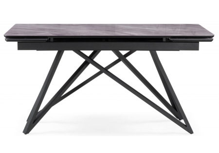 Стол стеклянный Вилсон 140(200)х80 серый мрамор, черный