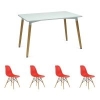 Стол Dix белый + 4 стула EAMES style красные
