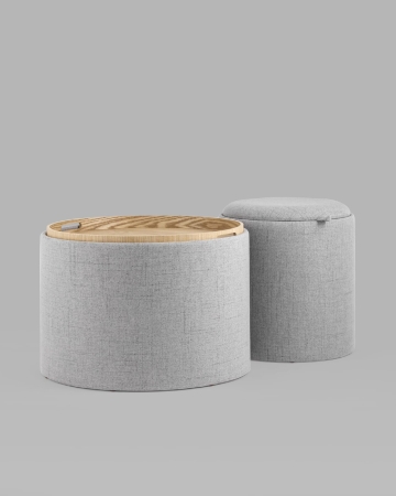 Пуф-столик с ящиком Хюгге S рогожка серый