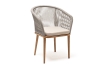 "Марсель" стул плетеный из роупа, основание дуб, роуп серый меланж круглый, ткань бежевая 052