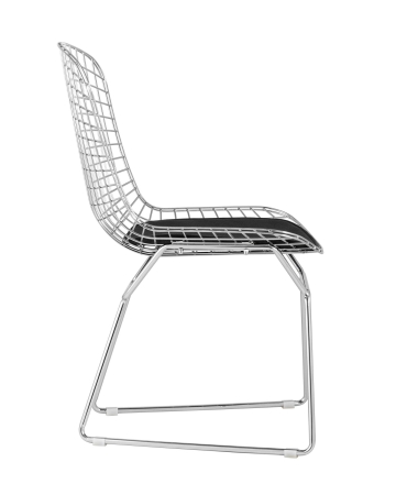 Стул обеденный Bertoia хромированный с черной подушкой