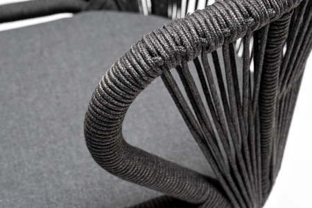 "Венето" обеденная группа на 6 персон со стульями "Милан", каркас темно-серый, роуп темно-серый