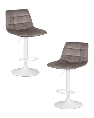 Набор 2 шт Стул барный TAILOR WHITE, серый велюр (MJ9-75)