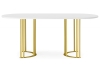 Стол деревянный Хьюго О 160 х 90 белая шагрень пленка, золотые ноги