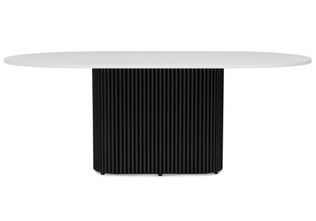 Стол деревянный Барон О 180 х 90 белая пленка шагрень, черные ноги