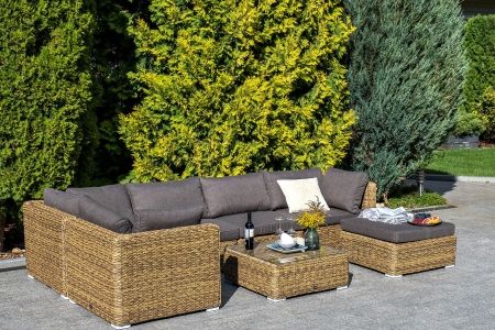 Трансформирующийся диван "Лунго" из искусственного ротанга (гиацинт), цвет соломенный