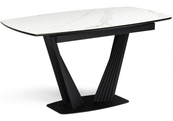 Керамический стол Вейл 140(180)х80 белый мрамор snow white, черный
