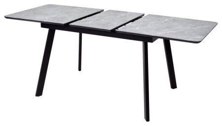 Стол АРУБА 140 Серый мрамор СКОРПИО, стекло, черный каркас