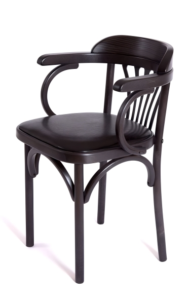 Деревянный стул Венский венге с мягким сиденьем из черной экокожи